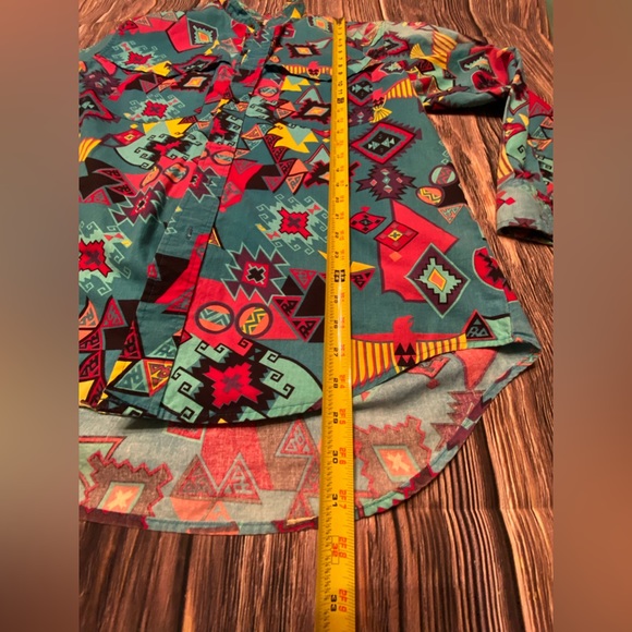 Brush popper Vintage Aztec Southwestern Tribal Western Men’s Women’s Button Up - Picture 12 of 13
